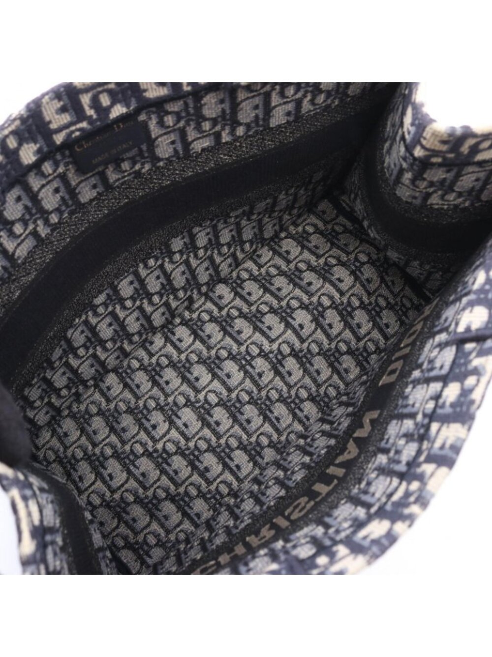 Dior Tote Book Oblique Embroidery Navy Canvas - Picture 3 of 6